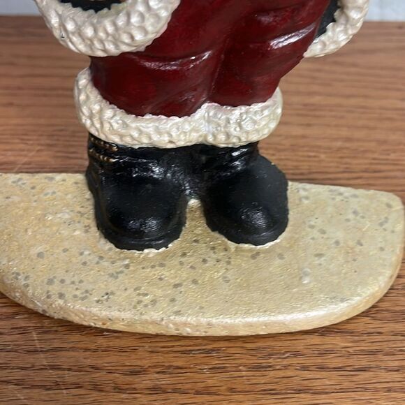 Vintage Cast Iron Santa Holding a Tree & present Door Stop 6.5” x 9” x 2.5” - Picture 3 of 5